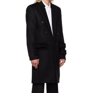 BALMAIN Black Double-Breasted Warm Coat